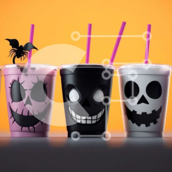 Intra Συλλεκτικό Ξύλινο Παζλ Plywood  4mm - Πολύχρωμα κύπελλα αποκριών σε πορτοκαλί φόντο Σε Ξύλινο Κουτί - Διαστάσεις Puzzle: 10x10 cm – 25 κομμάτια - Image 1