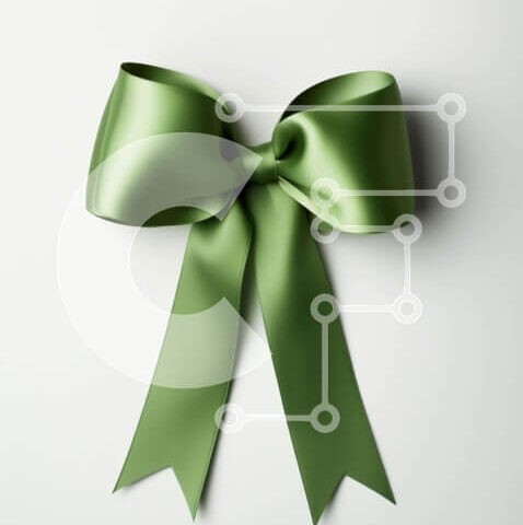 Intra Συλλεκτικό Ξύλινο Παζλ Plywood 4mm - Πράσινο σατέν φιόγκο σε άσπρο φόντο Σε Ξύλινο Κουτί - Διαστάσεις: 10x10 cm – 25 κομμάτια - Image 1