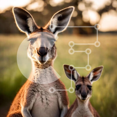 Intra Συλλεκτικό Ξύλινο Παζλ Plywood  4mm - Καγκουρό σε ένα χορταριασμένο χωράφι Σε Ξύλινο Κουτί - Διαστάσεις: 10x10 cm – 25 κομμάτια - Image 1