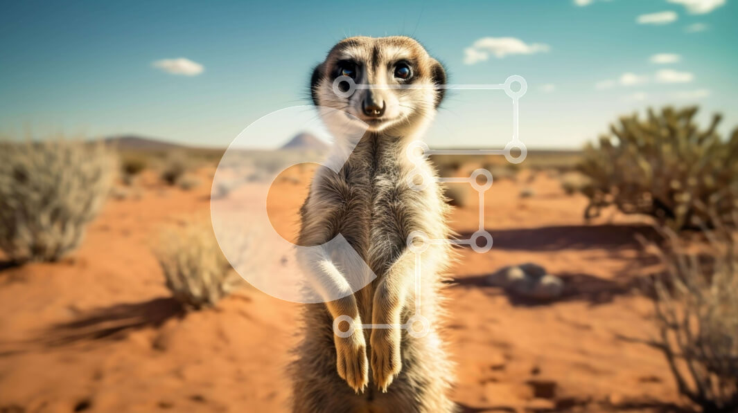 Intra Συλλεκτικό Ξύλινο Παζλ Plywood  4mm - Περίεργη Meerkat που στέκεται στην έρημο Σε Ξύλινο Κουτί - Διαστάσεις: 10x10 cm – 25 κομμάτια