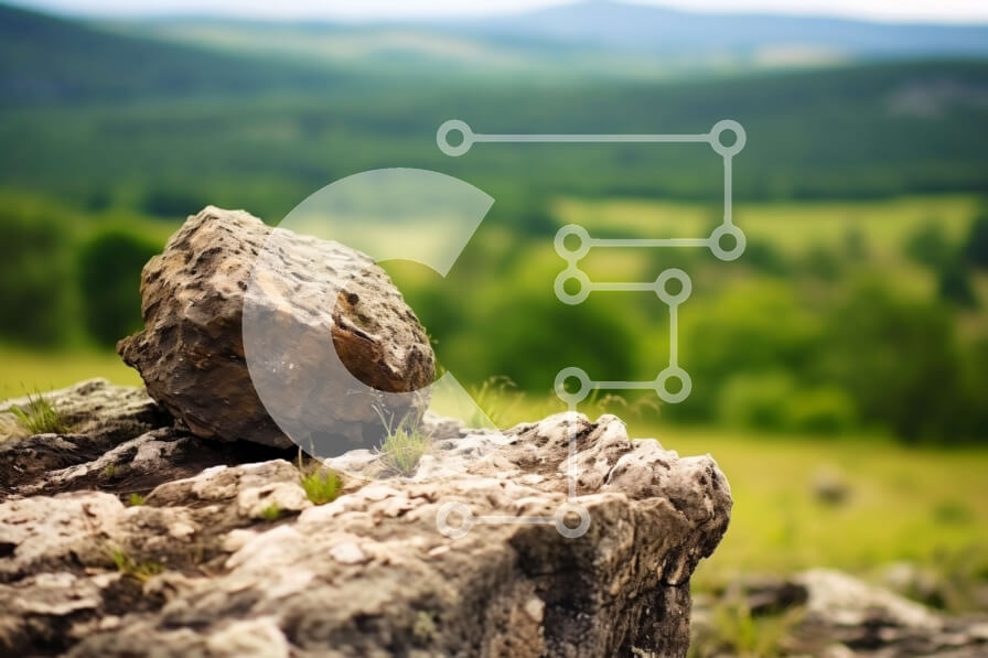 Intra Συλλεκτικό Ξύλινο Παζλ Plywood  4mm - Συναρπαστική θέα ενός βράχου σε έναν λόφο με βουνά στο φόντο Σε Ξύλινο Κουτί - Διαστάσεις: 10x10 cm – 25 κομμάτια