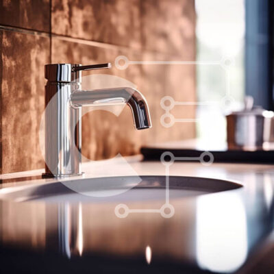 Intra Συλλεκτικό Ξύλινο Παζλ Plywood  4mm - Κομψός νιπτήρας μπάνιου με βρύση χρωμίου και ορθογώνιο καθρέφτη Σε Ξύλινο Κουτί - Διαστάσεις Puzzle: 10x10 cm – 25 κομμάτια - Image 1