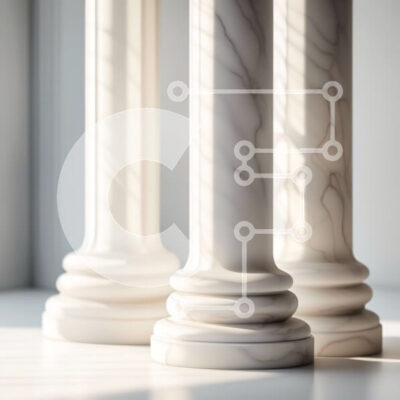 Intra Συλλεκτικό Ξύλινο Παζλ Plywood  4mm - Κομψή εικόνα τριών λευκών μαρμάρινων στηλών Σε Ξύλινο Κουτί - Διαστάσεις Puzzle: 10x10 cm – 25 κομμάτια - Image 1