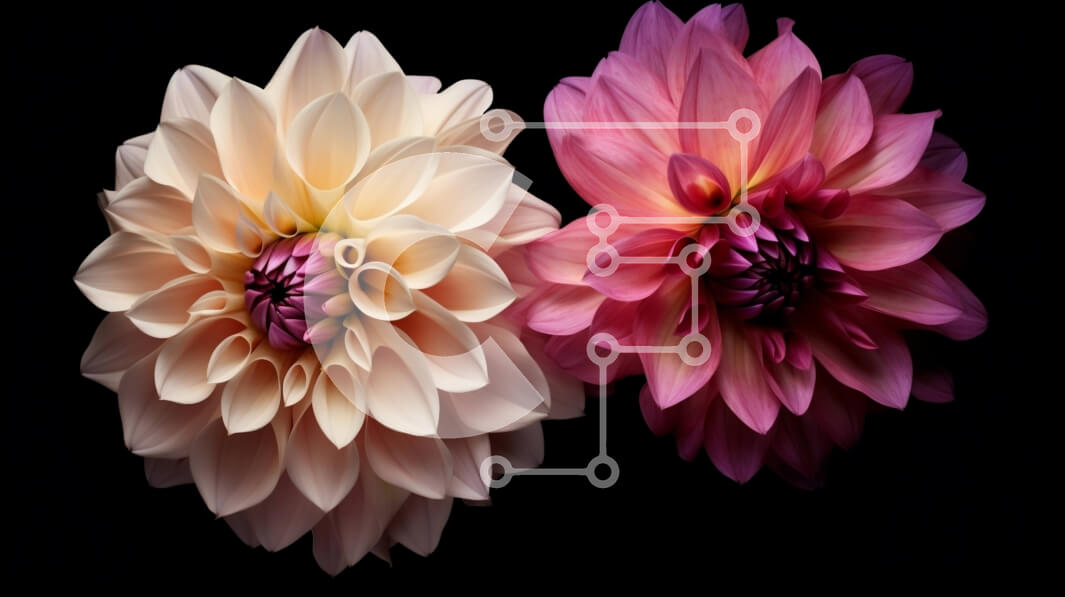 Intra Συλλεκτικό Ξύλινο Παζλ Plywood  4mm - Κοντινό πλάνο ροζ και λευκών λουλουδιών ντάλιας Σε Ξύλινο Κουτί - Διαστάσεις: 10x10 cm – 25 κομμάτια