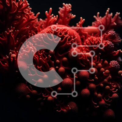 Intra Συλλεκτικό Ξύλινο Παζλ Plywood  4mm - Ζωντανό κόκκινο κοράλλι με φυσαλίδες - εικόνα από κοντά Σε Ξύλινο Κουτί - Διαστάσεις: 10x10 cm – 25 κομμάτια - Image 1