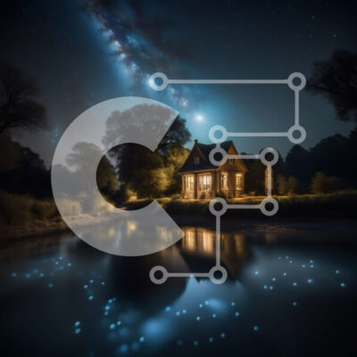 Intra Συλλεκτικό Ξύλινο Παζλ Plywood  4mm - Ειρηνική εικόνα μιας καμπίνας που περιβάλλεται από τη φύση κάτω από έναν έναστρο νυχτερινό ουρανό Σε Ξύλινο Κουτί - Διαστάσεις: 10x10 cm – 25 κομμάτια - Image 1