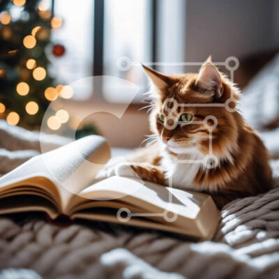 Intra Συλλεκτικό Ξύλινο Παζλ Plywood 4mm - Γάτα που διαβάζει ένα βιβλίο στο κρεβάτι Σε Ξύλινο Κουτί - Διαστάσεις: 10x10 cm – 25 κομμάτια - Image 1