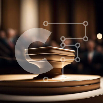 Intra Συλλεκτικό Ξύλινο Παζλ Plywood  4mm - Ισχυρή εικόνα του Judge's Gavel στην αίθουσα του δικαστηρίου με το κοινό Σε Ξύλινο Κουτί - Διαστάσεις Puzzle: 10x10 cm – 25 κομμάτια - Image 1