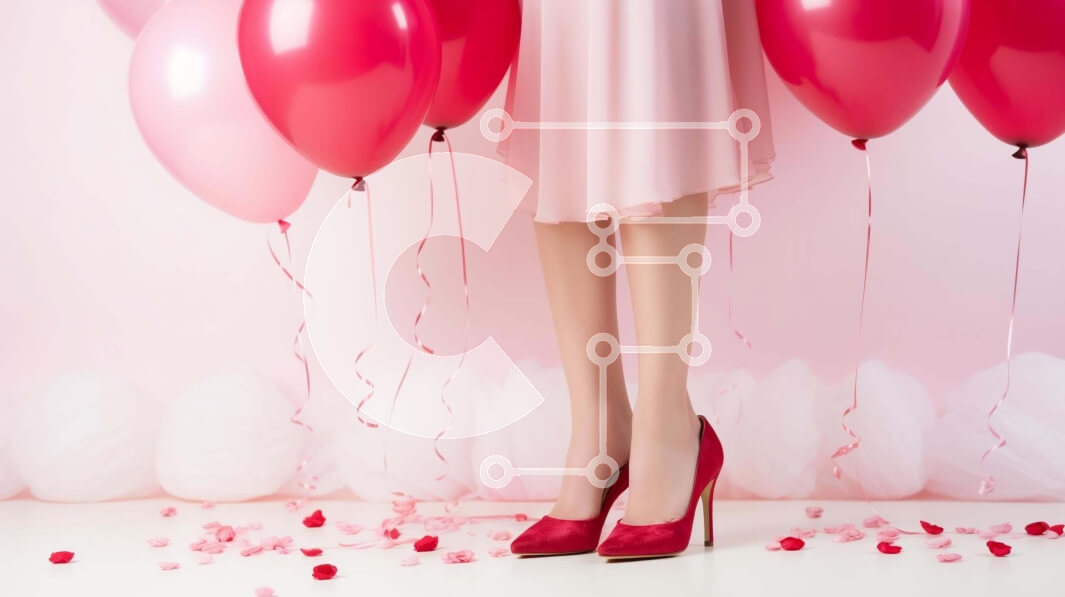 Intra Συλλεκτικό Ξύλινο Παζλ Plywood  4mm - Γυναίκα με κόκκινα μπαλόνια που γιορτάζει την ημέρα του Αγίου Βαλεντίνου Σε Ξύλινο Κουτί - Διαστάσεις: 10x10 cm – 25 κομμάτια