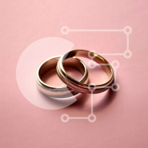 Intra Συλλεκτικό Ξύλινο Παζλ Plywood  4mm - Εκπληκτική εικόνα δύο χρυσών βέρες σε ροζ φόντο Σε Ξύλινο Κουτί - Διαστάσεις Puzzle: 10x10 cm – 25 κομμάτια