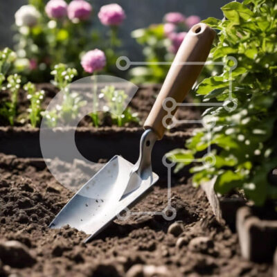 Intra Συλλεκτικό Ξύλινο Παζλ Plywood  4mm - Φτυάρι κηπουρικής σε χώμα για φύτευση λουλουδιών Σε Ξύλινο Κουτί - Διαστάσεις: 10x10 cm – 25 κομμάτια - Image 1