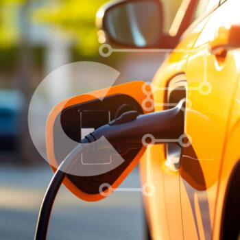 Intra Συλλεκτικό Ξύλινο Παζλ Plywood  4mm - Πορτοκαλί ηλεκτρικό αυτοκίνητο συνδεδεμένο σε σταθμό φόρτισης Σε Ξύλινο Κουτί - Διαστάσεις Puzzle: 10x10 cm – 25 κομμάτια - Image 1