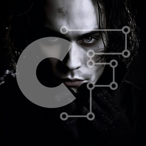 Intra Συλλεκτικό Ξύλινο Παζλ Plywood  4mm - Σοβαρός άνδρας με μαύρα ρούχα με μακριά μαλλιά και κουκούλα Σε Ξύλινο Κουτί - Διαστάσεις Puzzle: 10x10 cm – 25 κομμάτια - Image 1