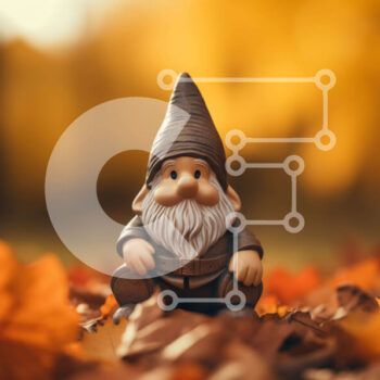 Intra Συλλεκτικό Ξύλινο Παζλ Plywood  4mm - Φθινοπωρινό ειδώλιο Gnome σε πεσμένα φύλλα Σε Ξύλινο Κουτί - Διαστάσεις Puzzle: 10x10 cm – 25 κομμάτια - Image 1