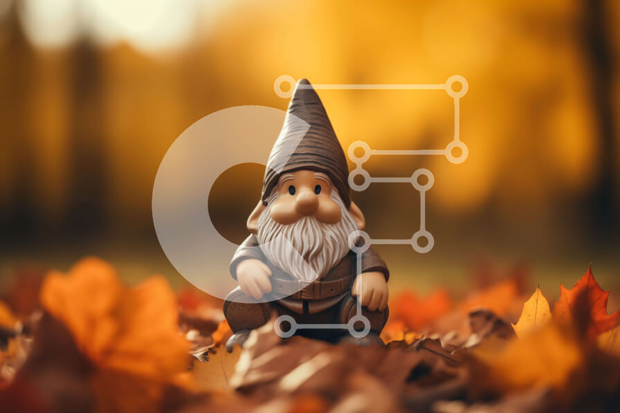 Intra Συλλεκτικό Ξύλινο Παζλ Plywood  4mm - Φθινοπωρινό ειδώλιο Gnome σε πεσμένα φύλλα Σε Ξύλινο Κουτί - Διαστάσεις Puzzle: 10x10 cm – 25 κομμάτια