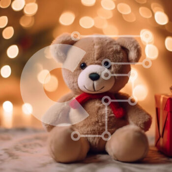 Intra Συλλεκτικό Ξύλινο Παζλ Plywood  4mm - Αρκουδάκι με κουτί δώρου και γιορτινά διακοσμητικά Σε Ξύλινο Κουτί - Διαστάσεις: 10x10 cm – 25 κομμάτια - Image 1