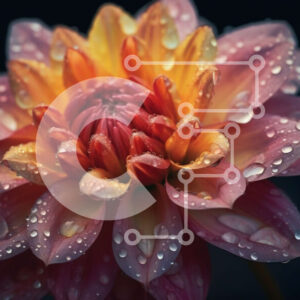 Intra Συλλεκτικό Ξύλινο Παζλ Plywood  4mm - Ονειρική κινηματογράφηση σε πρώτο πλάνο ροζ και κίτρινου λουλουδιού με σταγονίδια νερού Σε Ξύλινο Κουτί - Διαστάσεις: 10x10 cm – 25 κομμάτια