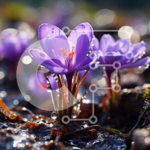 Intra Συλλεκτικό Ξύλινο Παζλ Plywood  4mm - Όμορφη μακρο λήψη ενός μωβ λουλουδιού κρόκου σε πλήρη άνθιση Σε Ξύλινο Κουτί - Διαστάσεις: 10x10 cm – 25 κομμάτια