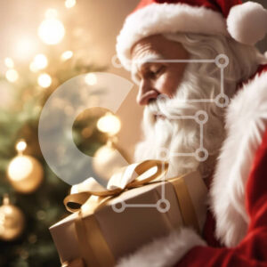 Intra Συλλεκτικό Ξύλινο Παζλ Plywood  4mm - Άγιος Βασίλης που κρατά ένα κουτί δώρου Σε Ξύλινο Κουτί - Διαστάσεις: 10x10 cm – 25 κομμάτια