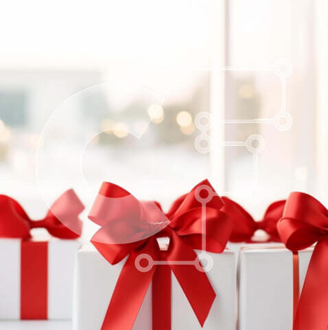 Intra Συλλεκτικό Ξύλινο Παζλ Plywood  4mm - Λευκά κουτιά δώρων με κόκκινες κορδέλες σε ένα τραπέζι Σε Ξύλινο Κουτί - Διαστάσεις: 10x10 cm – 25 κομμάτια - Image 1