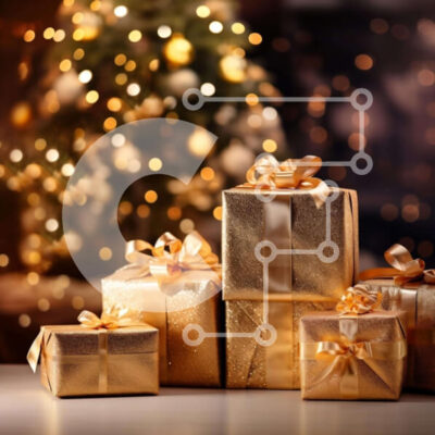 Intra Συλλεκτικό Ξύλινο Παζλ Plywood  4mm - Χρυσά κουτιά δώρων με φωτισμένο χριστουγεννιάτικο δέντρο Σε Ξύλινο Κουτί - Διαστάσεις: 10x10 cm – 25 κομμάτια - Image 1