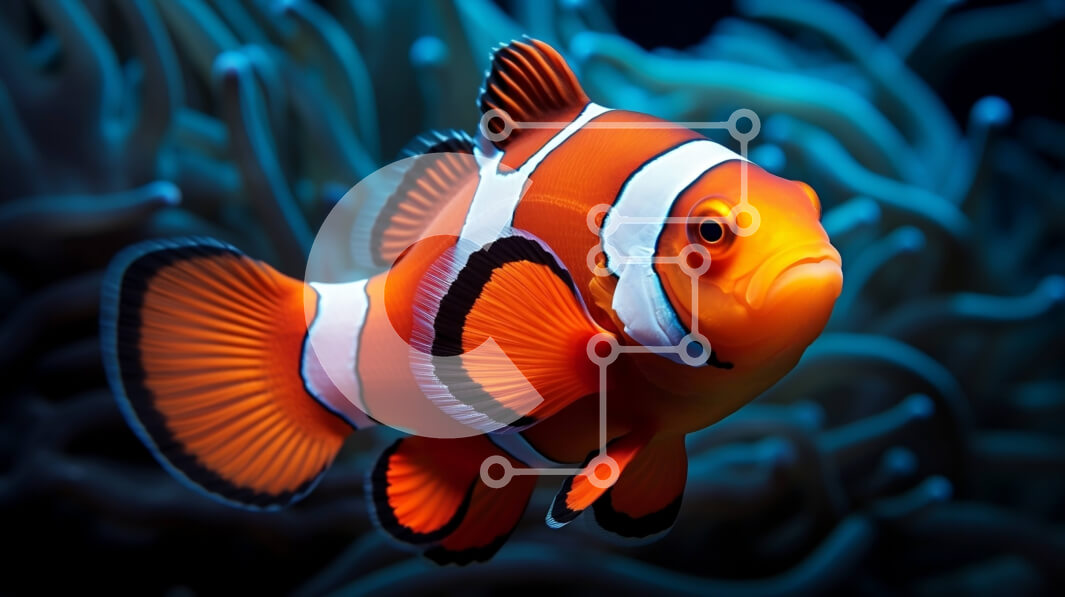 Intra Συλλεκτικό Ξύλινο Παζλ Plywood  4mm - Κλόουν ψάρι που κολυμπά στον ωκεανό Σε Ξύλινο Κουτί - Διαστάσεις: 10x10 cm – 25 κομμάτια