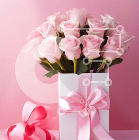 Intra Συλλεκτικό Ξύλινο Παζλ Plywood 4mm - Λευκό κουτί με ροζ τριαντάφυλλα και φιόγκους - δώρο για κάποιον ξεχωριστό Σε Ξύλινο Κουτί - Διαστάσεις Puzzle: 10x10 cm – 25 κομμάτια - Image 1