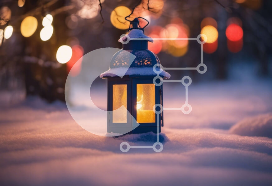 Intra Συλλεκτικό Ξύλινο Παζλ Plywood  4mm - Χειμερινό φανάρι στο χιόνι Σε Ξύλινο Κουτί - Διαστάσεις Puzzle: 10x10 cm – 25 κομμάτια