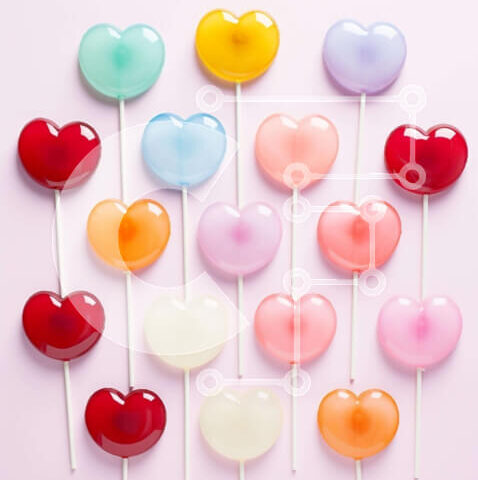 Intra Συλλεκτικό Ξύλινο Παζλ Plywood 4mm - Πολύχρωμα γλειφιτζούρια σε σχήμα καρδιάς το ένα πάνω στο άλλο Σε Ξύλινο Κουτί - Διαστάσεις Puzzle: 10x10 cm – 25 κομμάτια - Image 1