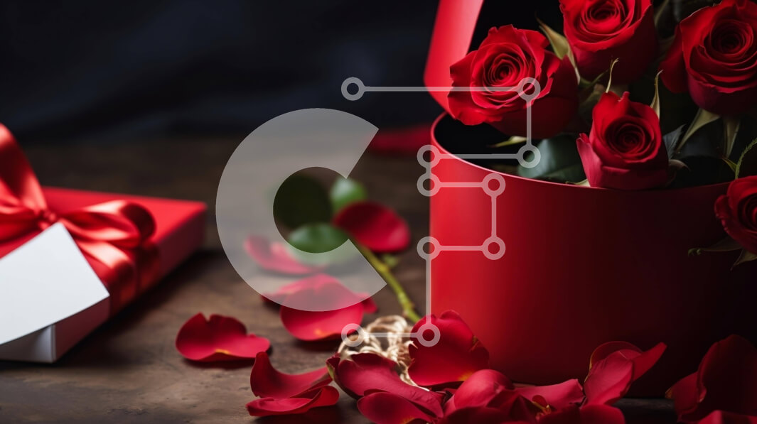 Intra Συλλεκτικό Ξύλινο Παζλ Plywood  4mm - Ρομαντική ανθοδέσμη του Αγίου Βαλεντίνου με κόκκινα τριαντάφυλλα και κουτί δώρου Σε Ξύλινο Κουτί - Διαστάσεις: 10x10 cm – 25 κομμάτια