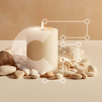 Intra Συλλεκτικό Ξύλινο Παζλ Plywood  4mm - Όμορφη εικόνα ενός λευκού κεριού με φλόγα που τρεμοπαίζει σε μπεζ επιφάνεια Σε Ξύλινο Κουτί - Διαστάσεις Puzzle: 10x10 cm – 25 κομμάτια - Image 1