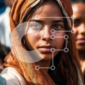 Intra Συλλεκτικό Ξύλινο Παζλ Plywood  4mm - Πορτρέτο μιας νεαρής γυναίκας που φορά μια καφέ μαντίλα Σε Ξύλινο Κουτί - Διαστάσεις Puzzle: 10x10 cm – 25 κομμάτια