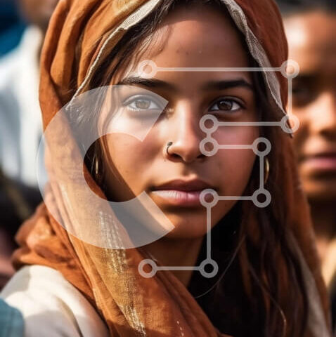 Intra Συλλεκτικό Ξύλινο Παζλ Plywood 4mm - Πορτρέτο μιας νεαρής γυναίκας που φορά μια καφέ μαντίλα Σε Ξύλινο Κουτί - Διαστάσεις Puzzle: 10x10 cm – 25 κομμάτια - Image 1