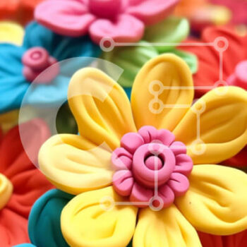 Intra Συλλεκτικό Ξύλινο Παζλ Plywood  4mm - Πολύχρωμα πλαστικά λουλούδια τοποθετημένα σε κύκλο Σε Ξύλινο Κουτί - Διαστάσεις Puzzle: 10x10 cm – 25 κομμάτια - Image 1