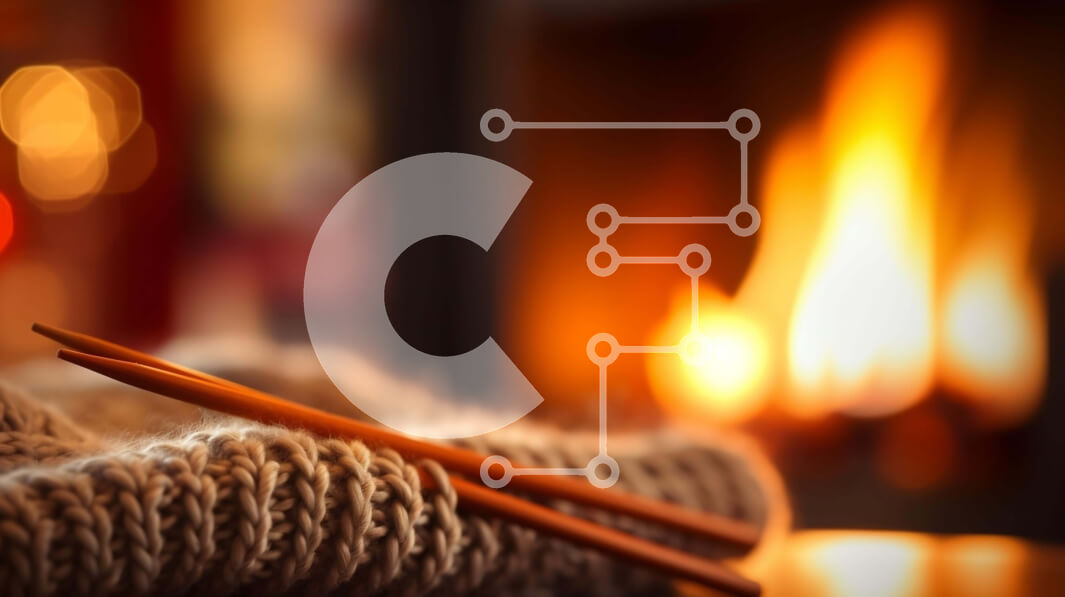 Intra Συλλεκτικό Ξύλινο Παζλ Plywood  4mm - Πλεκτό πουλόβερ και πλεκτές βελόνες πλεξίματος στο τζάκι Σε Ξύλινο Κουτί - Διαστάσεις Puzzle: 10x10 cm – 25 κομμάτια