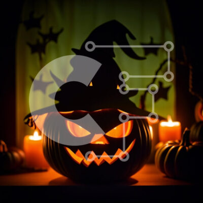 Intra Συλλεκτικό Ξύλινο Παζλ Plywood  4mm - Spooky Halloween Decoration - Scary Jack-o-lantern με αναμμένο κερί Σε Ξύλινο Κουτί - Διαστάσεις: 10x10 cm – 25 κομμάτια - Image 1