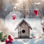 Intra Συλλεκτικό Ξύλινο Παζλ Plywood  4mm – Birdhouse με κόκκινες καρδιές στο Snowy Tree Branch Σε Ξύλινο Κουτί – Διαστάσεις: 10×10 cm – 25 κομμάτια