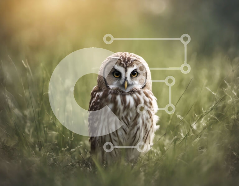 Intra Συλλεκτικό Ξύλινο Παζλ Plywood  4mm - Μικρή κουκουβάγια σε ένα χωράφι με ψηλό γρασίδι Σε Ξύλινο Κουτί - Διαστάσεις: 10x10 cm – 25 κομμάτια