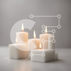 Intra Συλλεκτικό Ξύλινο Παζλ Plywood  4mm - Ομάδα αναμμένων λευκών κεριών σε ένα τραπέζι Σε Ξύλινο Κουτί - Διαστάσεις Puzzle: 10x10 cm – 25 κομμάτια