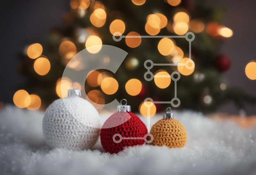 Intra Συλλεκτικό Ξύλινο Παζλ Plywood  4mm - Πλεκτά στολίδια στο χιόνι με το χριστουγεννιάτικο δέντρο Σε Ξύλινο Κουτί - Διαστάσεις: 10x10 cm – 25 κομμάτια