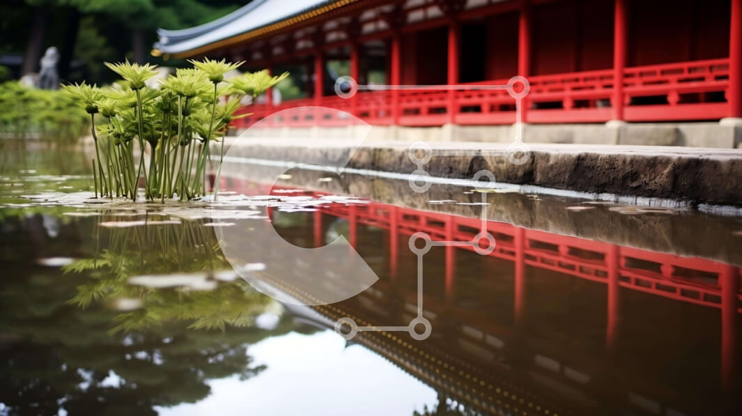 Intra Συλλεκτικό Ξύλινο Παζλ Plywood  4mm - Κόκκινη αντανάκλαση κτιρίου στο νερό Σε Ξύλινο Κουτί - Διαστάσεις Puzzle: 10x10 cm – 25 κομμάτια