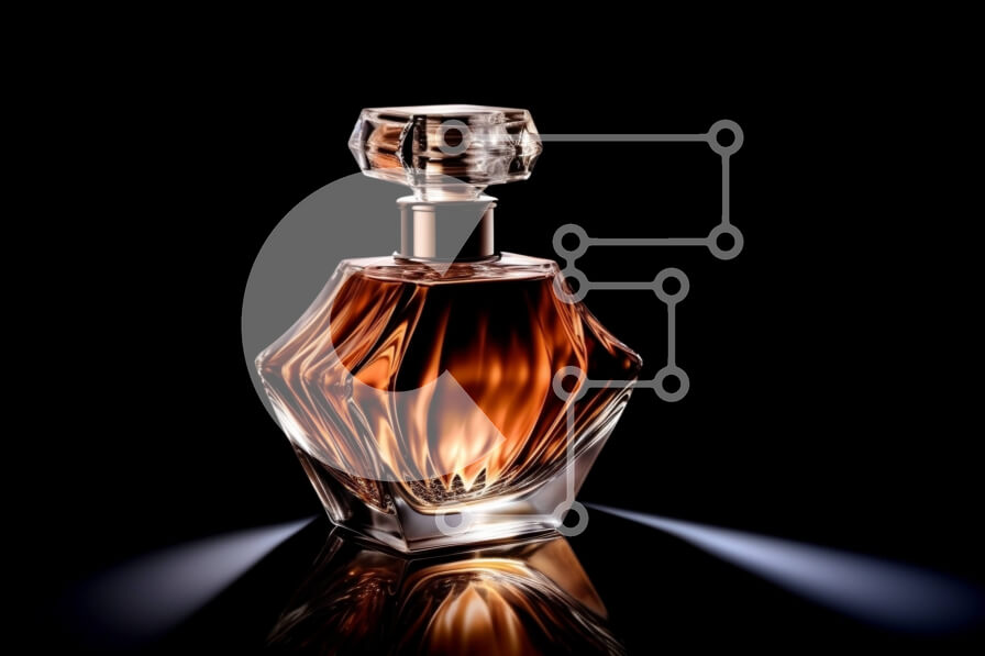 Intra Συλλεκτικό Ξύλινο Παζλ Plywood  4mm - Κομψό μπουκάλι αρώματος σε κομψό μαύρο φόντο Σε Ξύλινο Κουτί - Διαστάσεις Puzzle: 10x10 cm – 25 κομμάτια