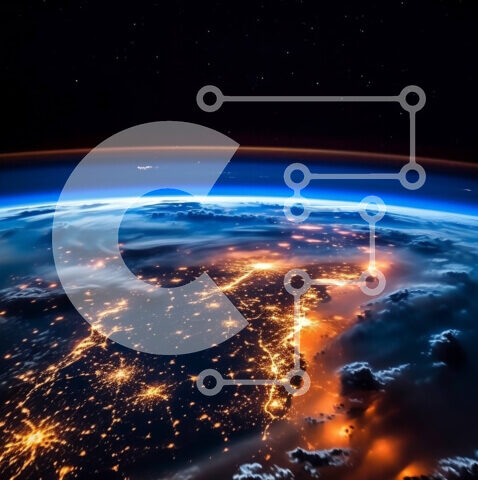 Intra Συλλεκτικό Ξύλινο Παζλ Plywood  4mm - Εκπληκτική εναέρια άποψη της Γης τη νύχτα με εστίαση σε πόλεις με έντονο φωτισμό Σε Ξύλινο Κουτί - Διαστάσεις Puzzle: 10x10 cm – 25 κομμάτια - Image 1