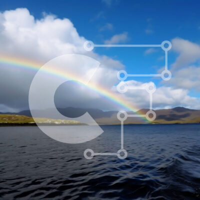 Intra Συλλεκτικό Ξύλινο Παζλ Plywood  4mm - Εκπληκτικό ουράνιο τόξο πάνω από ένα γραφικό ορεινό τοπίο και υδάτινο τοπίο Σε Ξύλινο Κουτί - Διαστάσεις: 10x10 cm – 25 κομμάτια - Image 1