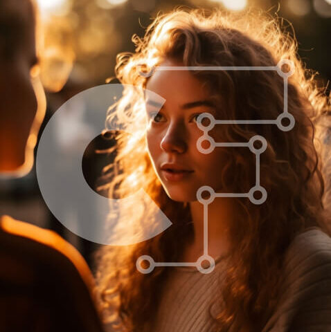 Intra Συλλεκτικό Ξύλινο Παζλ Plywood  4mm - Εικόνα δύο νεαρών γυναικών που απολαμβάνουν το ηλιοβασίλεμα στο πάρκο Σε Ξύλινο Κουτί - Διαστάσεις Puzzle: 10x10 cm – 25 κομμάτια - Image 1