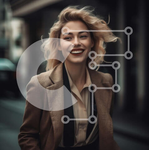 Intra Συλλεκτικό Ξύλινο Παζλ Plywood  4mm - Χαλαρή γυναίκα με μπεζ μπουφάν στο City Street Σε Ξύλινο Κουτί - Διαστάσεις Puzzle: 10x10 cm – 25 κομμάτια - Image 1