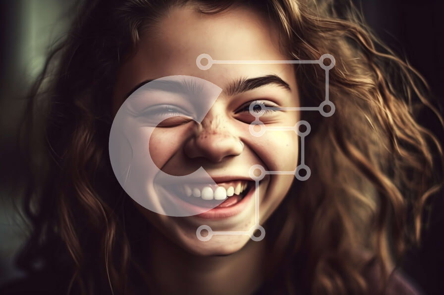 Intra Συλλεκτικό Ξύλινο Παζλ Plywood  4mm - Όμορφη εικόνα μιας χαμογελαστής νεαρής γυναίκας με κυματιστά μαλλιά και καστανά μάτια Σε Ξύλινο Κουτί - Διαστάσεις Puzzle: 10x10 cm – 25 κομμάτια