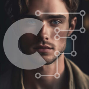 Intra Συλλεκτικό Ξύλινο Παζλ Plywood  4mm - Πορτρέτο ενός νεαρού άνδρα με σκούρα μαλλιά και μπλε μάτια Σε Ξύλινο Κουτί - Διαστάσεις Puzzle: 10x10 cm – 25 κομμάτια