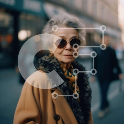 Intra Συλλεκτικό Ξύλινο Παζλ Plywood 4mm - Πορτρέτο μιας ηλικιωμένης γυναίκας σε έναν δρόμο της πόλης Σε Ξύλινο Κουτί - Διαστάσεις Puzzle: 10x10 cm – 25 κομμάτια - Image 1