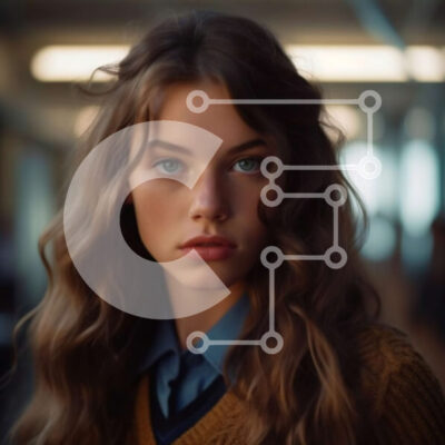 Intra Συλλεκτικό Ξύλινο Παζλ Plywood 4mm - Πορτρέτο μιας νεαρής γυναίκας με καστανά μαλλιά και καστανά μάτια που φορά ένα κίτρινο πουλόβερ Σε Ξύλινο Κουτί - Διαστάσεις Puzzle: 10x10 cm – 25 κομμάτια - Image 1